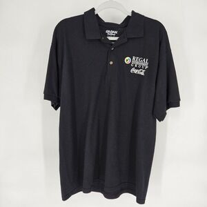 Gildan Polo Shirt Mens Large Black Regal Cinema Coca-Cola Minions Movie Promo